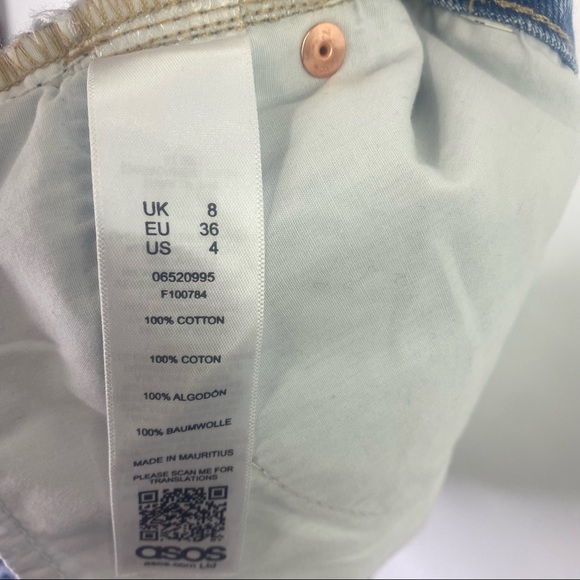 ASOS Jean Shorts High Rise Ripped Denim Shorts Size 4 - Picture 5 of 7